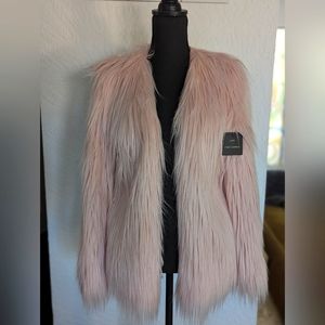 Pink faux fur/fury coat. Ladakh x Urban Outfitters. Single hook&eye closure